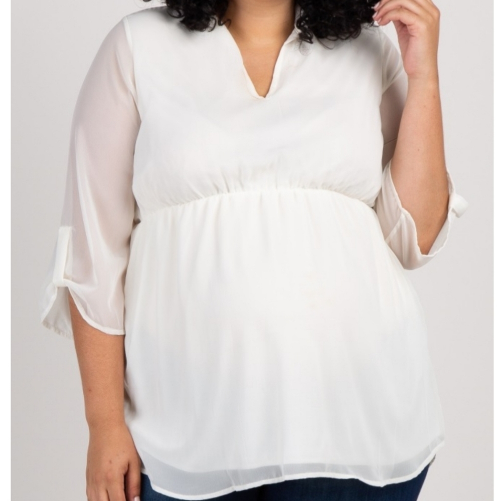 Ivory Chiffon Plus Maternity Blouse